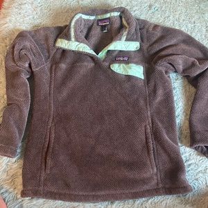 Charcoal Gray/Aqua PATAGONIA retool snap fleece pullover L